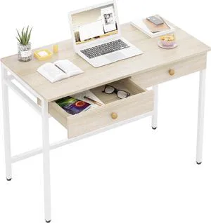 Weehom Computer Desk with Drawers, Home Office Workstation, Beige Weehom Computer Desk with Drawers, Home Office Workstation, Beige