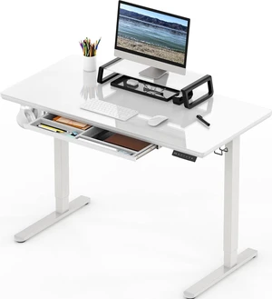 SHW 48-Inch Glass Electric Height Adjustable Standing Desk, White SHW 48-Inch Glass Electric Height Adjustable Standing Desk, White