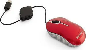 Wired Optical Computer Mini USB-C Mouse - Plug & Play Corded Travel Mouse C Red 70745
