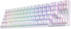 LTC NB681 Nimbleback Wired 65% Mechanical Keyboard, RGB Backlit Ultra-Compact 68 Keys Gaming Keyboard with Hot-Swappable Switch and Stand-Alone Arrow/Control Keys (Brown Switch, White)