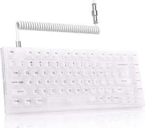ATTACK SHARK X75 Hotswap Mechanical Gaming Keyboard with USB C Coiled Cable,TKL Tactile Switch,RGB LED,Gasket Mounted,Custom OSA Profile Clear Keycaps for PS4 PS5 Xbox Mac PC Gamer(White,Outemu)