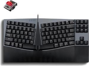 Perixx PERIBOARD-335RD Wired Ergonomic Mechanical Compact Keyboard - Low-Profile Red Linear Switches - Programmable Feature with Macro Keys - Compatible with Windows and Mac OS X - US English