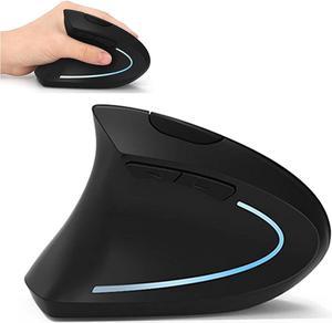 Lekvey Left Handed Mouse, Wireless 2.4G USB Lefty Left Hand Ergonomic Vertical Mouse, Less Noise - Black