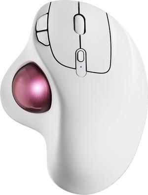 2.4G+Dual Bluetooth Wireless Trackball Mouse, 3-Device Connection Ergonomic  Mouse, Rechargeable Ergo Mouse with USB-C Port and 3 DPI, Thumb-Operated