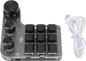 Generic 9 Keys Programmable Macro Keyboard with 3 Knobs - One Handed Macro Mechanical Keyboard for PC Gaming, Office - USB Wired/Wireless Multifunctional Gaming Keypad