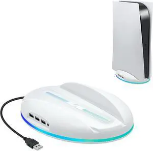 Mcbazel RGB Vertical Stand for PS5 Console, LED Base Gaming Stand with USB Hub Compatible with PS5 Console - White