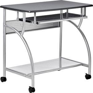 Safco Products 947ANT Mobile Rolling Workstation - Anthricite Metallic Gray, Heavy-Duty Steel Frame, Take Anywhere Caster Wheels, Computer Desk with Keyboard Tray, Portable Home Office Desk, Gray