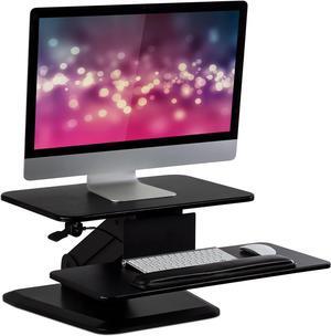 Mount-It! Sit Stand Desk Converter, Ergonomic Height Adjustable Tabletop Standing Desk, Gas Spring Compact Desk Riser MI-7916, Black Stand
