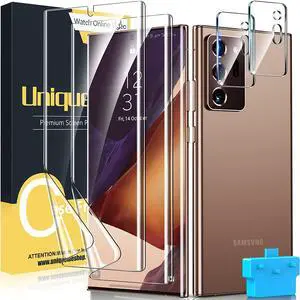 [2+2 Pack] Compatible with  Galaxy Note 20 Ultra 6.9 inch Soft TPU Screen Protector Not Glass and Camera Lens Protector HD Clarity [Case Friendly][Bubble Free] [Anti-slip tool]