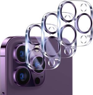 [3 Pack] UniqueMe Compatible with iPhone 14 pro Max/iPhone 14 pro Camera Lens Protector Tempered Glass,[Case Friendly][Scratch-Resistant][Easy Installation] - Purple Circle