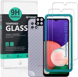 Ibywind Screen Protector for Samsung Galaxy A22 5G 66 Pack of 2 with Metal Camera Lens ProtectorBack Carbon Fiber Skin ProtectorIncluding Easy Install Kit