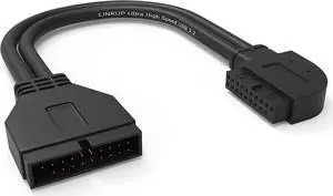 - USB 3.2 Gen 2 (USB 3.1) Internal Adapter 20-Pin Motherboard Header Male to Female 10Gbps for PC USB-A Ports - Right Angle Type - Black 24cm