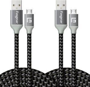 Micro USB Charger Cable Fasgear 2 Pack 10ft3m Long Nylon Braided Fast Charging Cord Compatible Samsung Galaxy S7 S6 Edge J7 HTC Nexus LG Sony PS4 and More Android Devices 2 Pack Black