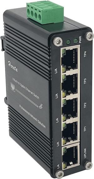 Mini Industrial 5-Port Gigabit Ethernet Switch 10/100Mbps Half/Full Duplex and 1000Mbps Full Duplex