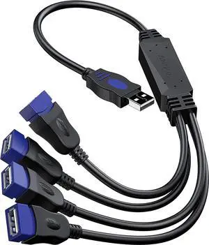 USB 1 to 4 Splitter, ANDTOBO USB 2.0 Y Splitter Charger Cable USB 1 Male to 4 Female Power Cord Extension Hub Cable for PC/PS4/MacBook/Laptop/TV/LED Etc,Navy