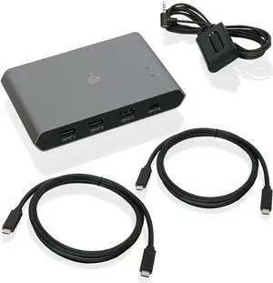 USB-C 2 Port Switch - Transfer Files Between PC & Mac OS X - 3 USB-A - 1 USB-C - Switch Method Remote - Mouse or Hotkey - LED Indicator - USB-C 85W Pass Through - GUS4C2
