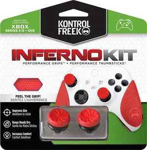 KontrolFreek FPS Freek Inferno Performance Kit for Xbox One and Xbox Series X Controller | Includes Performance Thumbsticks and Performance Grips | Red