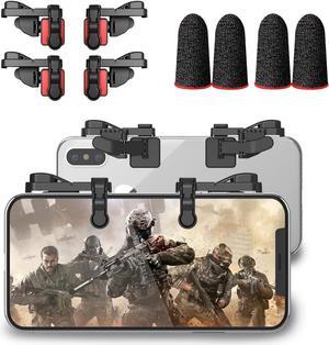 IFYOO Mobile Game Trigger, Mobile Gaming Controller Compatible with PUBGG/Fortnitee/Call of Duty Mobile, Z108 Aim & Fire Triggers for iPhone and Android Phone, 2 Pair with 2 pcs Finger Sleeves Red