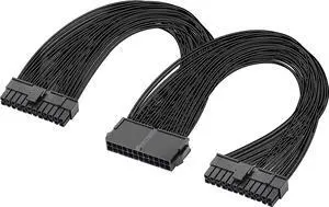 GELRHONR Dual PSU Power Supply 24-pin ATX Motherboard Splitter Cable,24pin(20+4) for ATX Motherboard Extension Cable PSU Female to Male Y Adapter Cable -1Ft