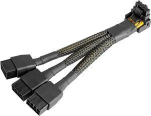 16Pin GPU Cable to 3X 8 Pin Pcie Extension - 16AWG PCIE 5.0 12VHPWR 600W 90 Degree Right Angle 16 Pin 12+4Pin Supply Adapter for RTX 4090 4080 3090TI 4070Ti Graphics Card (Type A)