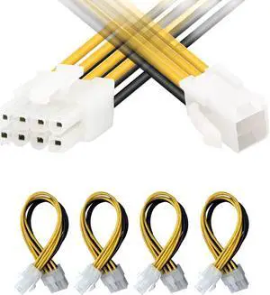 DKARDU 10 Pack ATX 4 Pin to 8 Pin Power Adapter, 4 Pin Female to Motherboard CPU 8 Pin Male ATX ESP Converter Adapter Extension Cable for Power Supply with ATX 8 Pin Port 18cm 7 inch