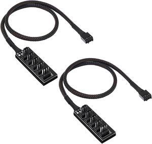 CERRXIAN 4 Pin PWM Fan Hub Splitter Power Supply Cable 1 to 5 Way PC CPU Cooling Case Fan Power Extension Cable for ATX Computer Case 4-Pin & 3-Pin Cooling Fans(14.8inch)(2-Pack)