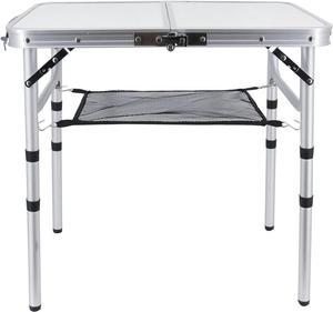 Finderomend Portable Folding Table, 3 Adjustable Height Foldable Camping Table with Carrying Bag for Camping Picnic, Beach, RV, Shower, Backyard 24in x 16 in (Silver)