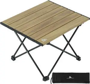 iClimb Ultralight Compact Camping Alu. Folding Table with Carry Bag, Two Size (Nature - S)
