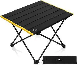 iClimb Ultralight Compact Camping Alu. Folding Table with Carry Bag, Two Size (Black - S)