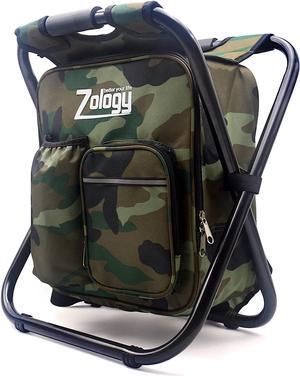 Zology Folding Camping Chair Stool Backpack with Cooler Insulated Picnic Bag, Hiking Camouflage Seat Table Bag Camping Gear, Outdoor Fishing Hunting Gifts for Men