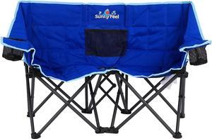 SunnyFeel Kids Folding Camping Chair with Safety Lock, Cup Holder, and Padded Seat - Lightweight and Portable Outdoor Chair for Children (Blue)