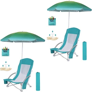 WGOS Beach Chair Beach Folding Chair for Adults Camping Chair High Back with Umbrella and Cooler Bag, Huge Shade, Portable & Lightweight for Beach, Outdoor, Camping (Set of 2 Blue) WGOS Beach Chair Beach Folding Chair for Adults Camping Chair High Back with Umbrella and Cooler Bag, Huge Shade, Portable & Lightweight for Beach, Outdoor, Camping (Set of 2 Blue)
