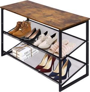 Garden 4 you 3-Tier Tilting Adjustable Freestanding Shoe Rack 6-Pairs 25.2 in Length for Durability and Stability for Entryways, Hallways, Closets, Dormitory Rooms, and IndustriesBrown