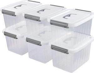 Sandmovie 50 Quart Plastic Large Clear Storage Box with Lid and