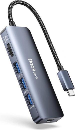 USB C to USB Adapter, USB C Hub with HDMI 4K@60Hz, USB C to USB C 100W Power Delivery, 3 USB 3.0 Ports, Dockteck 5-in-1 USB C Adapter for MacBook Pro/Air, iPad Pro/Air/Mini 6, Surface Pro, Steam Deck