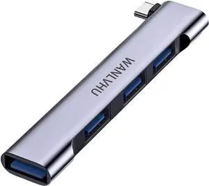 USB-C Hub for Laptop - Ultra-Slim Multiport Adapter with USB 3.0, Expander for MacBook Pro/Air, Surface Pro, Keyboard, Flash Drive (4-in-1)