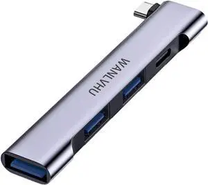 USB C Hub for Laptop, Portable USB C Splitter Multiport Adapter with Type-C Charging Port and USB 3.0 Port for MacBook Pro/Air, Surface Pro, Keyboard, Flash Drive (USB C Hub with Charging Port)