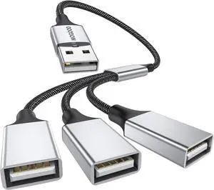 3 in 1 USB Splitter Cable Portable USB 2.0 Hub for Charging Data Transfer Laptop Mac