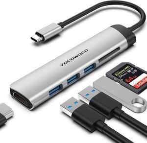 USB C Hub,YOCOWOCO USB C Splitter for MacBook Pro, 6 in 1 USB-C to HDMI Multiport Adapter with 4K HDMI, 3 USB 3.0 Ports, SD/TF Card Reader, Hub Compatible with USB-C Laptops and Type C Devices