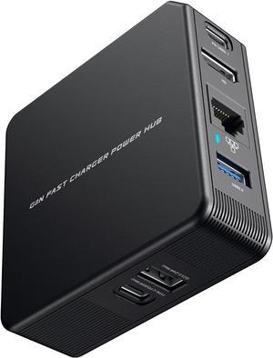 65W USB C Charger Power Hub, WESTHOD 6 in 1 Docking Station with 4K HDMI, Type C PD, RJ45 Ethernet, USB2.0, Super Fast Charging Multiport Adapter for MacBook Pro/Air, iPhone 14/13/12, iPad Pro, Laptop