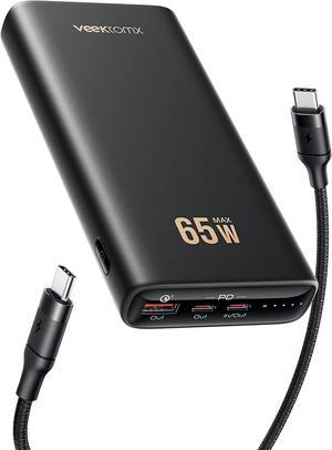 Laptop Power Bank, 65W Fast Charging Portable Charger Extra 100W USB C to C Charging Cable, 20000mAh External Battery Bank Compatible with Steam Deck, MacBook, iPhone, Samsung S22, Tablet, Switch
