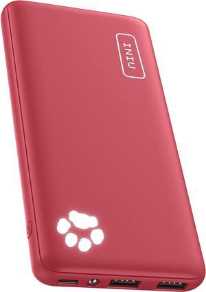 INIU Power Bank, USB C Slimmest Triple 3A High-Speed 10000mAh Phone Portable Charger, Flashlight External Battery Pack Compatible with iPhone 15 14 13 12 11 Pro X Samsung S22 Google LG iPad, etc (Red)