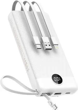 VEEKTOMX Portable Charger Built-in Cables, 20000mAh Power Bank for iPhone, USB C Fast Charge Battery Pack, Travel Essentials Backup Battery Bank, Compatible with iPhone 15/14, Samsung, Andriod, Etc