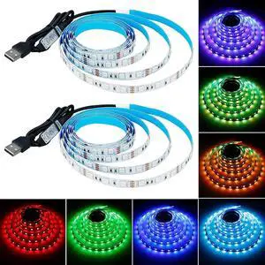 5V USB RGB LED Strip Light USB Powered 13.2ft/4M (2pcs x 6.6ft) 240LEDs Flexible SMD 5050 with Controller Dimmable 19 Dynamic Modes 20 Static Colors No-Waterproof IP20 LED Tape Lights