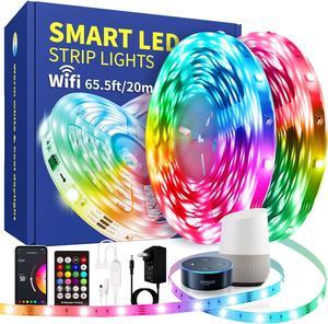 Led Lights Strip Smart Lights,65.6ft/20m Led Lights,Bluetooth Led Lights Work with Alexa and Google Assistant,Music Sync Color Changing 5050 Rope Lights RGB Led Lights for Kitchen Party,Bedroom Decor