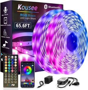 65.6ft Led Lights for Bedroom, Kousee APP Control Music Sync RGB Color Changing Led Strip Lights Led Light Strips with Remote for Party, Living Room Home Decoration (2 Rolls of 32.8ft)