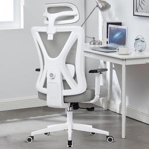 KERDOM Office Chair Ergonomic Gaming Chair Swivel Computer Desk Chair, Breathable Mesh High Back Task Chair with Adjustable Lumbar Support, 3D Armrests and Headrest Light Gray