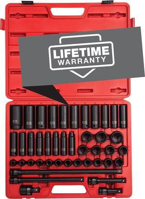 Sunex 2569, 1/2" Drive Master Impact Socket Set, 43Piece, Metric, 9mm - 30mm, Standard/Deep, Cr-Mo Alloy Steel, Radius Corner Design, Heavy Duty Storage Case, Universal Joint & Impact Extensions