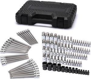 EMENTOL 107PCS Bit Socket Set, 1/4", 3/8" and 1/2" Drive, Hex/Torx/Tamper Proof Torx/E-Trox/Long Ball End Hex, CR-V, S2 Steel, SAE/Metric