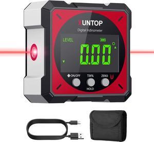 XUNTOP USB Charging Digital Level Box Angle Finder with Electronic Laser 4-Side Strong Magnetic Angle Gauge IP54 Waterproof Inclinometer Level Saving Time and Effort in Decorations Woodworking